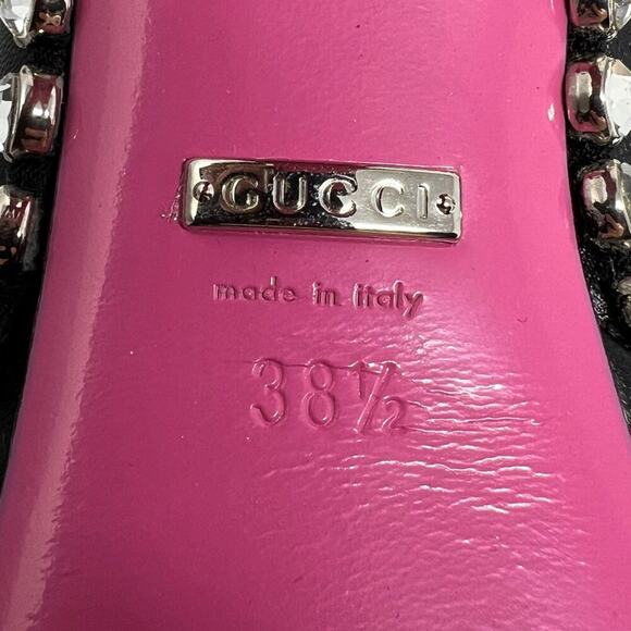 Gucci Olympia Black Leather Crystal Embellished Platform Boots 38.5 - Picture 7 of 9